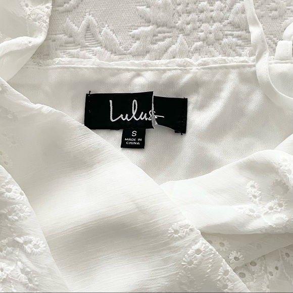 NWOT Lulus How Much I Love You White Eyelet Tiered Midi Dress Small - Picture 3 of 8